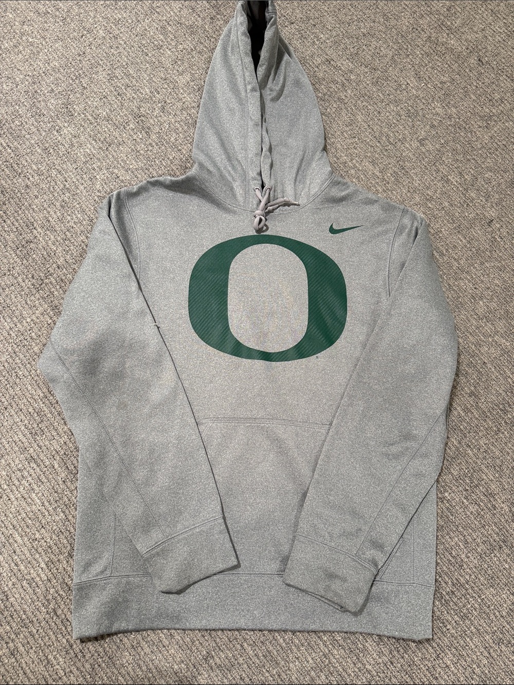 Nike U of O Therma-Fit Hoodie size small gray and green